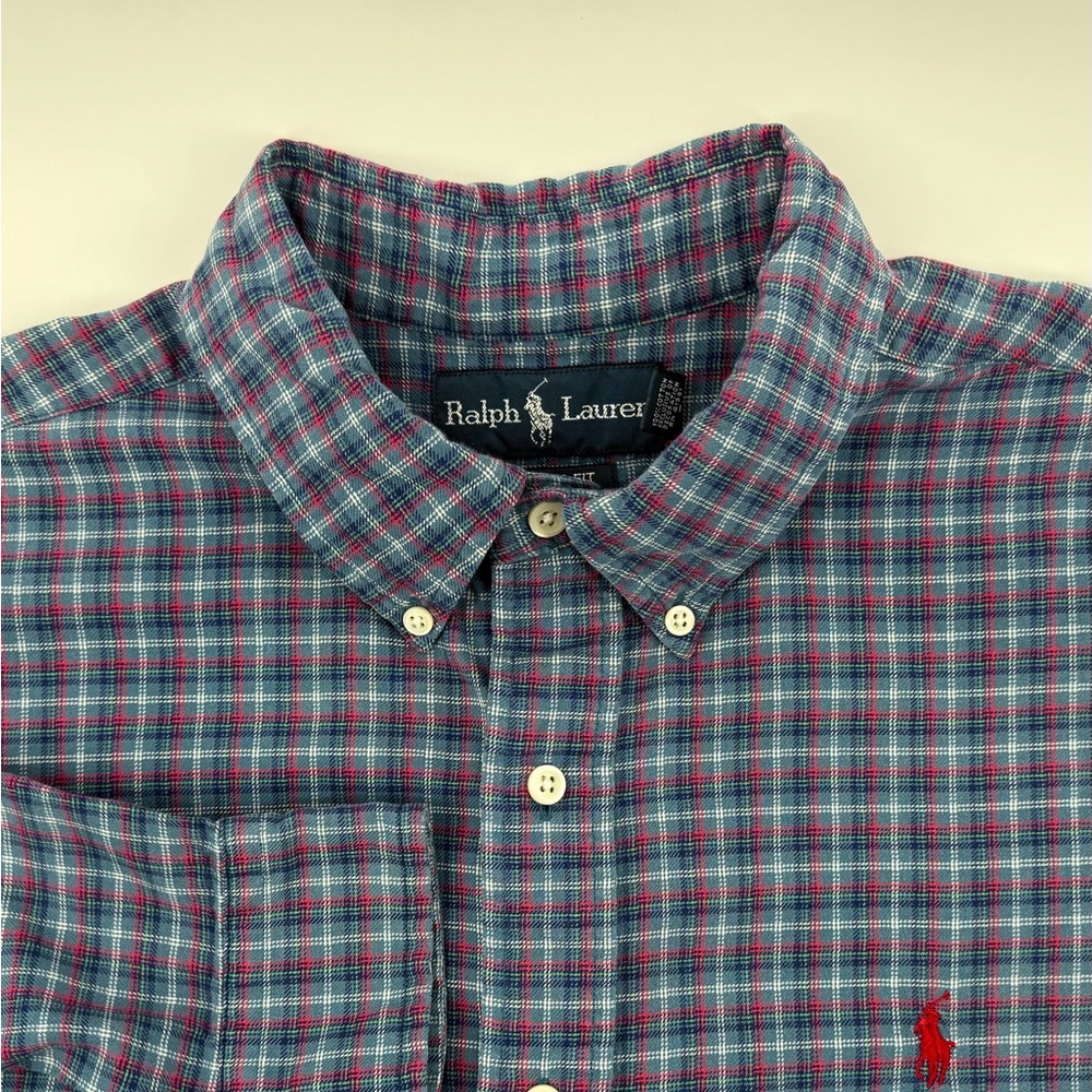Ralph Lauren Men's L classic fit long sleeve Blue Plaid Shirt